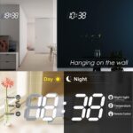 3D LED Digital Wall Clock ,9.7", Large Display Table/ Desk Clock with Remote Control 12/24H Temperature (White Light) - Image 2