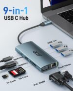 Acer USB C Hub with 4K HDMI, 9-in-1 Laptop Docking Station with 1080P VGA | USB C to Ethernet Adapter with 5Gbps 3×USB-A Data Transfer, 100W Max PD Port, SD/TF Card Reader for MacBook, Acer, 0.65ft - Image 2