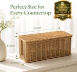 Cable Management Box, Handmade Rattan Cable Organizer with 2 Open Slots, Cord Hider for Power Strip, Router & USB Hub, Registered U.S. Design Patent (D1,112,102), 13" x 5.1" x 5.1", Natural - Image 2