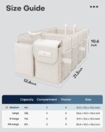HOTOR Trunk Organizer - Foldable Car Organizer for SUVs & Sedans Storage | Sturdy Car Organization for Men & Women, Car Accessories, Tools, Sundries, Beige, 2 Compartments, 21.3" x 12.6" x 10.6" - Image 2