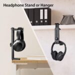 HS906 Headphone Stand & Hanger 2 in 1, Above & Under Desk | Gaming Headset Holder Mount Hook with Height Adjustable & Rotating Clamp, Earphone Rack with Cable Clip - Image 2