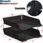 Simple Houseware 2-Tier Stackable Paper Tray for Desk Organizer, Black | Desktop File Holder for A4/Letter Size Documents, File Sorter, Paper Holder, Office File & Accessories Storage - Image 2