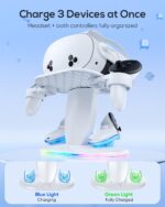 YUANHOT 3-in-1 Charging Dock for Meta Quest 3/3S, 20W PD Charger, RGB Light | VR Charging Station for Headset & Controllers Simultaneous Charge, Light Switch On/Off, 2100mAh Rechargeable Batteries - Image 2