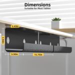 Yecaye 2 Pack Cable Management Under Desk, 31.5 in, Black | Cable Management Tray, Cord Hider, Cord Organizer, No Screw Wire Management, For Office and Home - Image 2